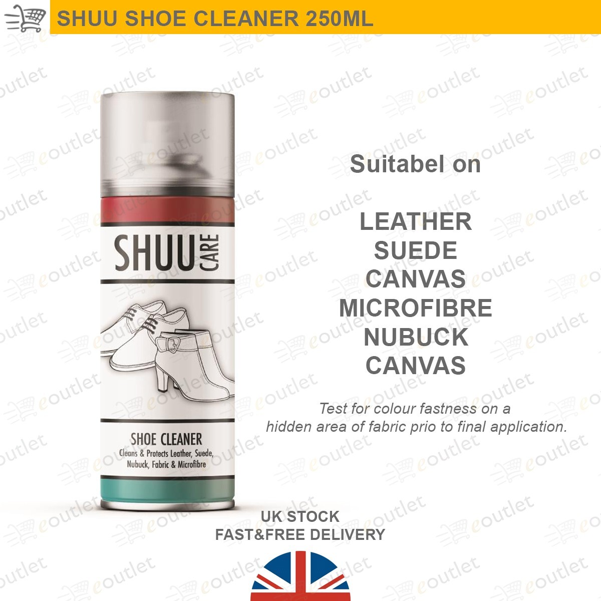 Shuu Shoe Cleaner Spray For Leather Fabric Suede Canvas Clean and Protect 250ml