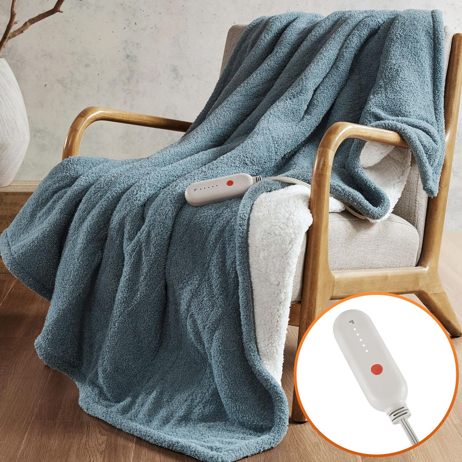 Heated Blanket, Eletric Throw Blanket, Soft, Warm, Reversible Feathersoft - Sher