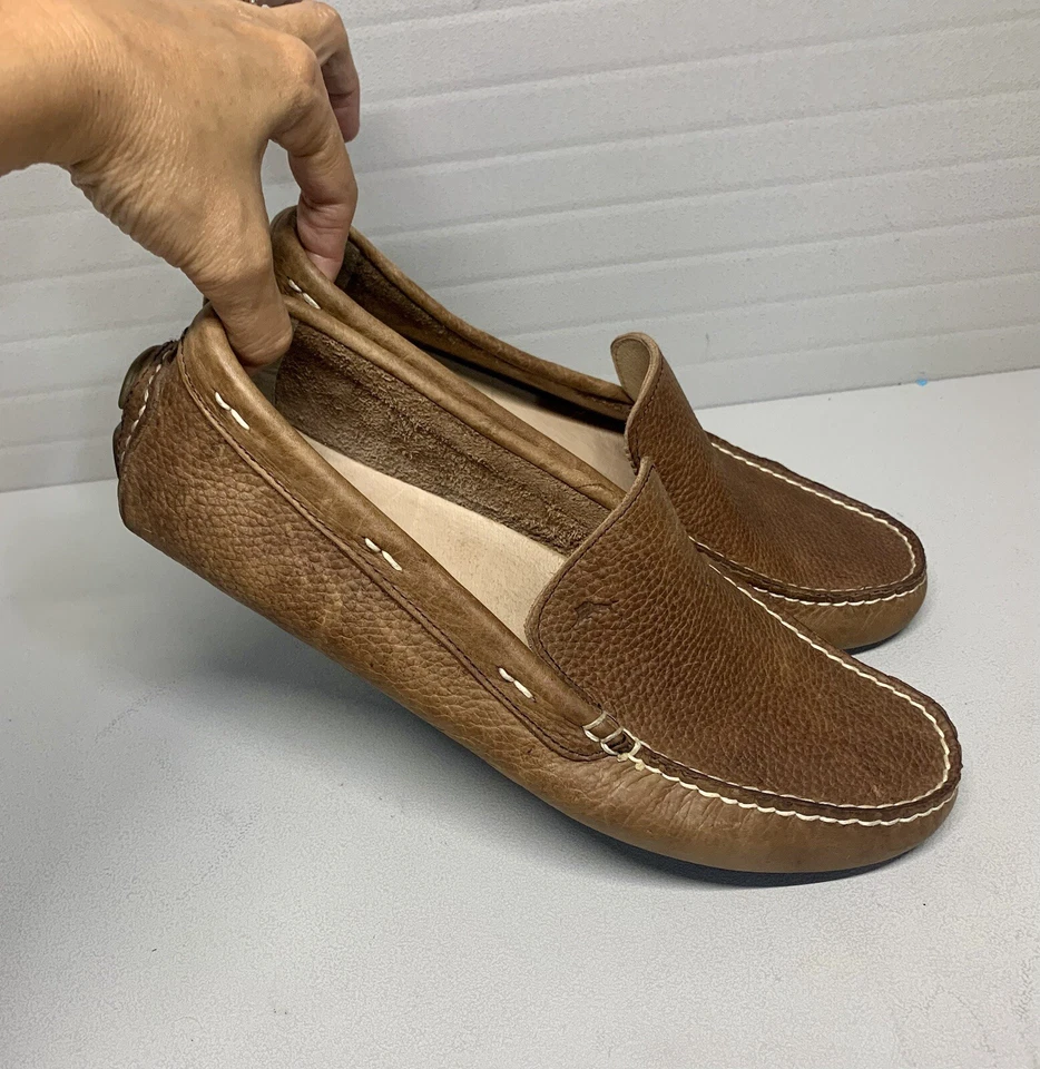 Tommy Bahama Hombres Informal Pagota Driver Veneciano Marrón Cuero Mocasines Talla 9M Foto 3 de 4