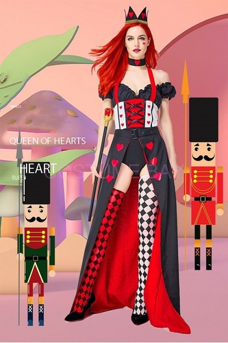 NEW Figure Women Ladies Alice in Wonderland Queen of Hearts Fairytale Costume - Picture 2 of 10