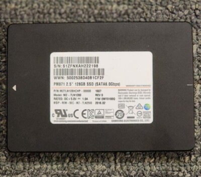 Samsung MZ-7LN1280 128GB SATA III SSD Storage Solid State Drive EUC 