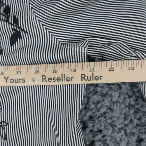Chico's Shirt Womens 1 US 8 Black White Floral Embroidered Striped Long Sleeve - Picture 4 of 12