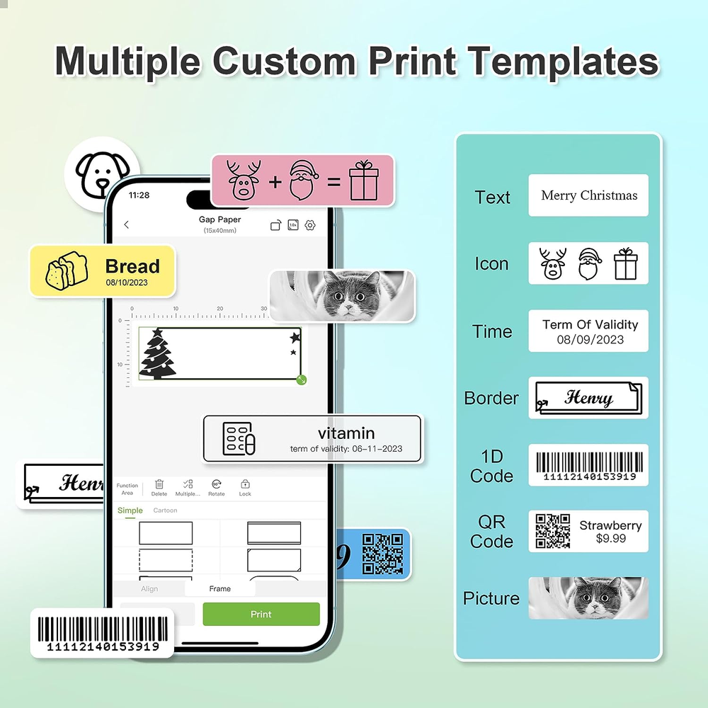 Bluetooth Label Maker P21 with Tape, Wireless Mini Label Printer for Organization