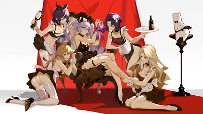Anime girls digital art artwork 2d portrait dress maid Playmat Game Mat Desk