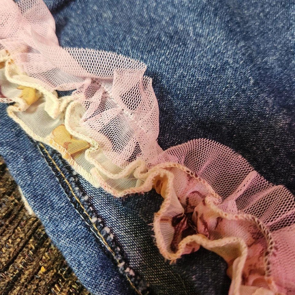 Shorts jeans Little Mass tamanho 4 4x BOHEMIAN RHAPSODY azul rosa - Imagem 2 de 4