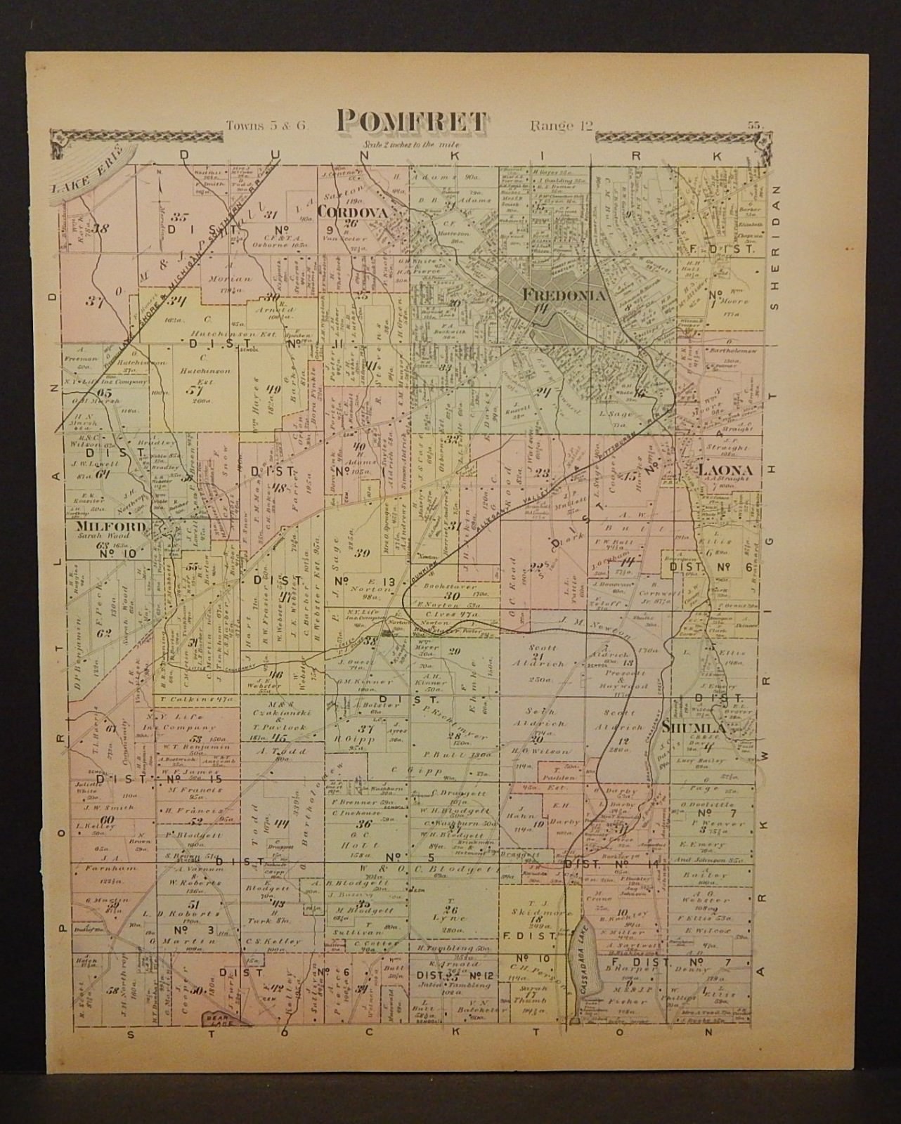 New York Chautauqua County Map Pomfret Township 1881 L1959 eBay