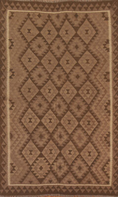 Geometric Reversible Kelim Kilim Rugs Flatweave Tribal Wool Carpet 7x10 ft