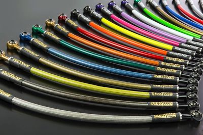 Kit Completo Tubi Freno In Treccia Accossato Per Honda CB1000R (2008-2016) – 4 Tubi, Layout F, Colore Blu, Raccordi Inox