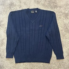 VTG Greg Norman Knitted Sweater Men  s L Dark Blue Tennis Shark