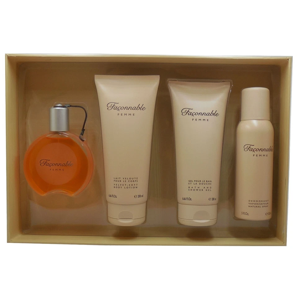 JUEGO DE REGALO FACONNABLE FEMME 4 PIEZAS CON EAU DE PARFUM SPRAY 75 ML/2,50 FL.OZ. Nuevo en caja Foto 2 de 2
