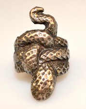 VINTAGE STERLING SILVER COILED SNAKE RING SIZE 5.75 1.25 INCHES LONG 12.5 GRAMS