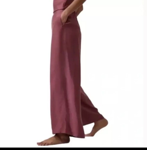 ATHLETA Calm Cool Pant NWT Tawny Rose Pink Rayon High Elastic Waist sz L $99 - Picture 2 of 3