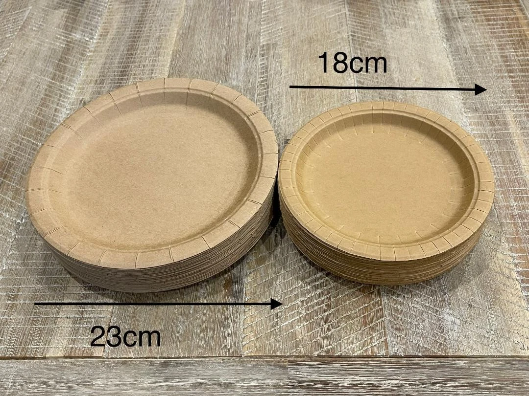 Disposable Brown Paper Plates Dinner Dessert Party Plate Eco