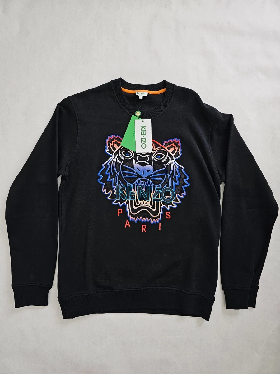 KENZO GRADIENT TIGER SWEATSHIRT BLACK WITH MULTI COLOR TIGER