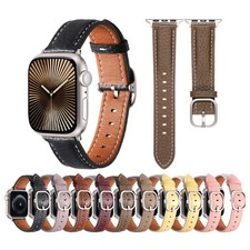 Fashion Lychee Pattern Leather Band For iWatch Series 10/9/Ultra/8/7 Slim Strap