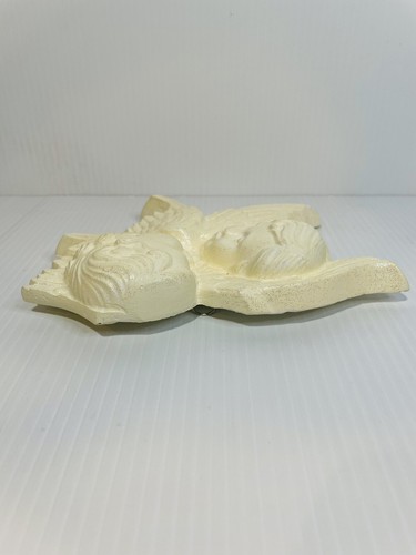 Double Head Angel Cherubs Wall Deco Hanging Stone Vintage 6"x7.5" Figurine White - Picture 4 of 6