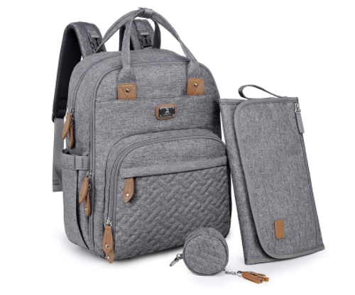 Diaper Bag Backpack with Changing Pad Pacifier Case and Stroller Straps-image