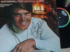 Glen Campbell Hand Signed Christmas Album Cover with Record No Sleeve....