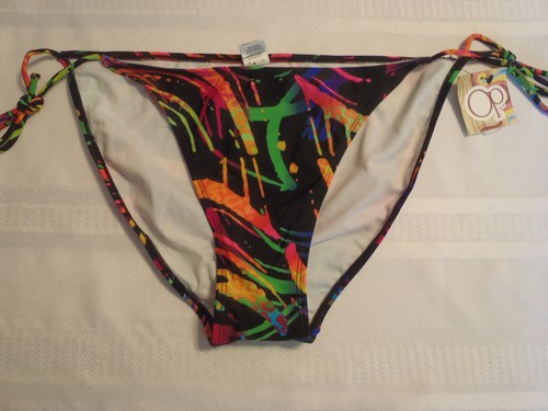 OP Junior L or XL Swim Side Tie Bottom Swimsuit Panty NWT Choice Plaid Polka Dot - Picture 8 of 11