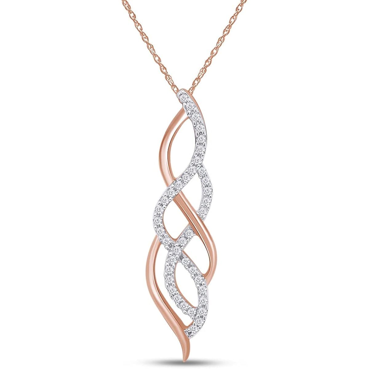 1/4 Ct Infinity Pendant 18" Necklace Round Lab Grown Diamond 10k Gold G-H/VS-SI
