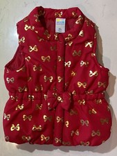 Healthtex Baby - Red Puffer Vest w Gold Bows - 12 months
