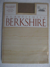 1PR VINTAGE BERKSHIRE RT SUPPORT SHEER NYLON STOCKINGS SZ 10 1/2-11 MEDIUM BEIGE
