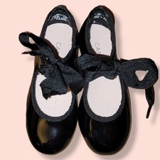 Capezio Bow's Tele Tone Tap Shoes Girls 7 1/2 M Black new