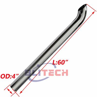 Chrome 4 inch 4''ODx 60'' Length Curved Exhaust Stack Pipe 60'' long Tailpipe