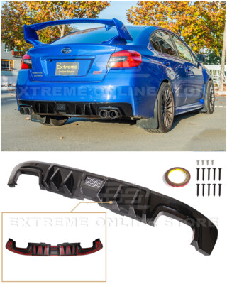 For 15-21 Subaru WRX STi | Performance GLOSSY BLACK Rear Bumper Diffuser w/ Fin