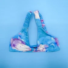 Ayra Swim Small Blue Tie Dye Unpadded Wide Straps Pullover Bikini Top Swimsuit