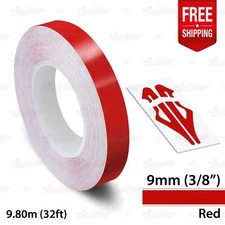 RED 3/8" 9mm Roll PIN STRIPE Car PinStriping Trim Line TAPE Decal Vinyl Sticker