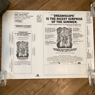 Original 1984 Dreamscape 23  X 17  Sci-Fi Newspaper Movie Slick Dennis Quad