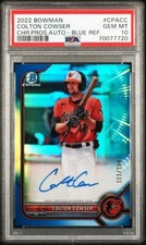 Colton Cowser 2022 Bowman Chrome Prospect AUTO - BLUE REFRACTOR 111/150 PSA 10