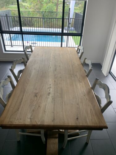 Provincial Home Living Rectangle Dining Table. 2200L X 1000W And 6 Dining Chairs