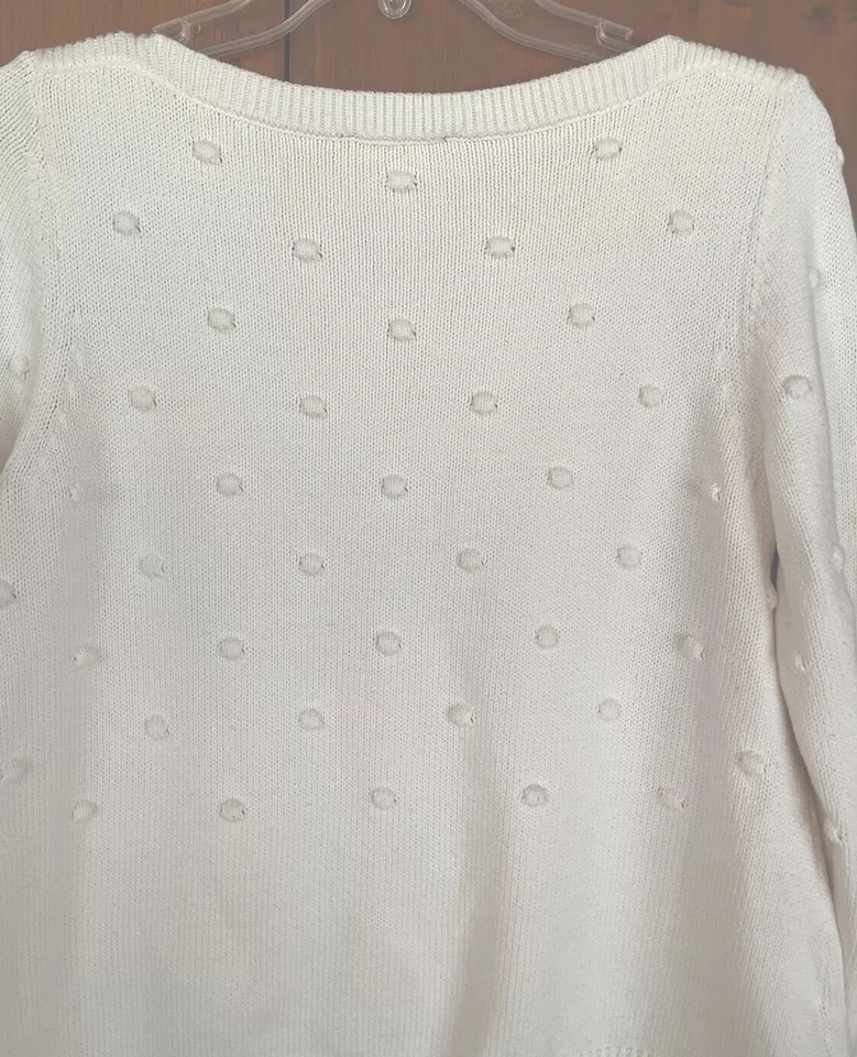 Suéter Top Ann Taylor Crema Texturizado Círculos Manga 3/4 Talla M Foto 4 de 4