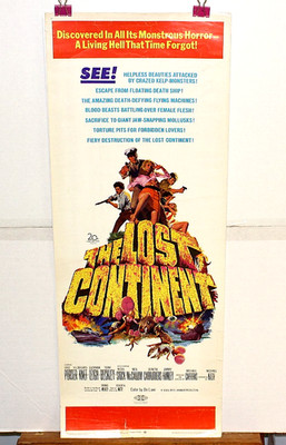 ORG MOVIE POSTER THE LOST CONTINENT insert movie poster '68 Hammer sci-fi!