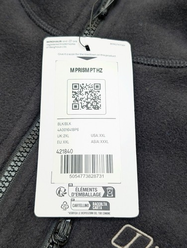 Berghaus Men's Prism Polartec Fleece Sweatshirt Mens 2XL Black Half Zip Pullover - Picture 5 of 10