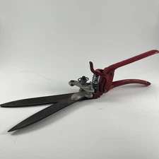 Vintage Hedge Shears Red Handle Grass Clippers Garden Pruning Tool