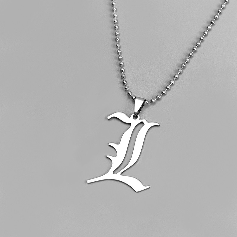 Death Note L Lawliet Stainless Steel Necklace Old English Letter
