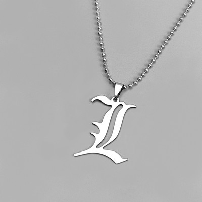 Death Note L Lawliet Stainless Steel Necklace Old English Letter