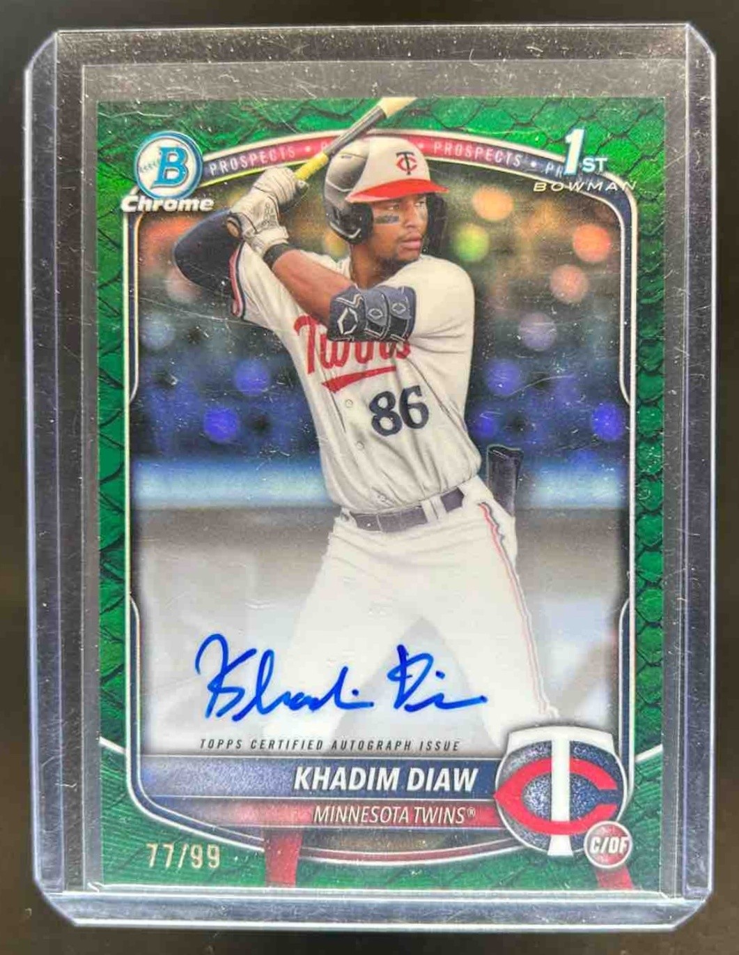 2025 Bowman Khadim Diaw Chrome Auto Reptilian Green Refractor 1st Prospect #/99
