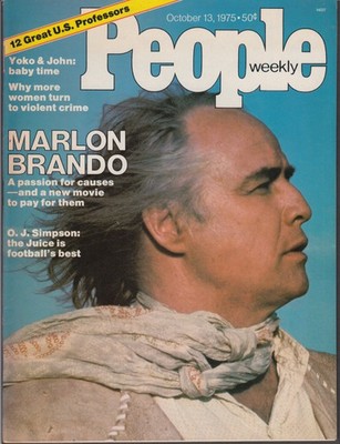 PEOPLE 10/13 1975 Marlon Brando O J Simpson John & Yoko Marion Hart Freda Adler