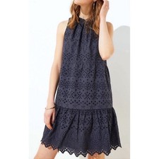 LOFT Ruffle Eyelet Tiered Tank Dress S Cottagecore Romantic Prairie Euro Fairy