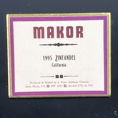 Vintage Makor 1995 Santa Maria Zinfandel Fryer Adelman Vintners Lapel Pin -Rare