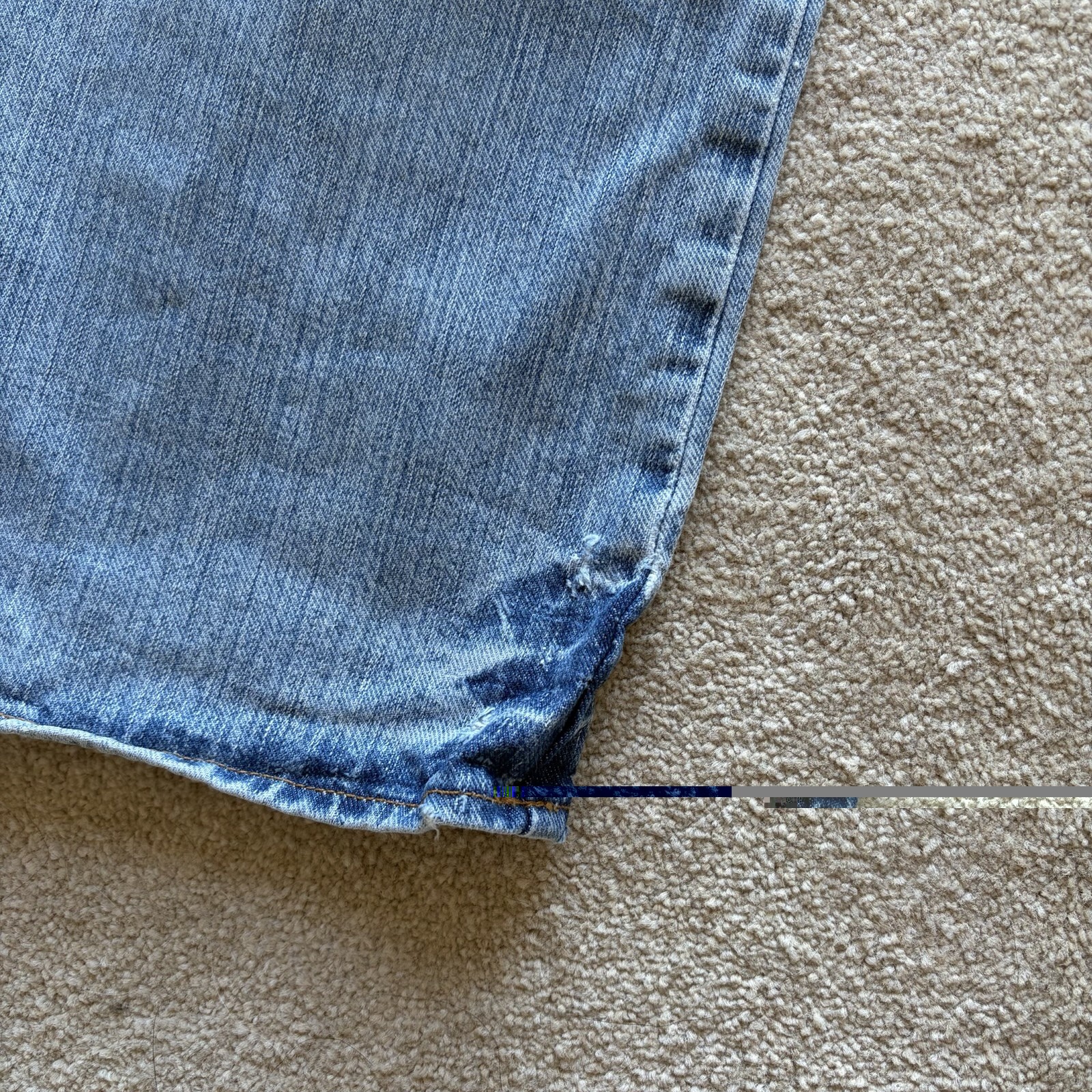GUESS USA Distressed Patchwork Blue Denim Jeans Size 29 x 30 image 6