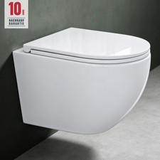 Sp&uuml;lrandlos Wand WC H&auml;nge WC Sitz Softclose Quick-Release Sanit&auml;rkeramik A179NEU