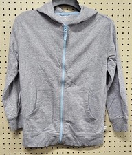 Tommy Bahama Kids Youth Gray Full Zip Hoodie Sweatshirt Jacket Size M Blue Trim