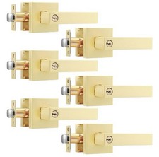 6 Pack Entry Door Heavy Duty Levers w Lock Gold Door Lever Set Outdoor Key Alike