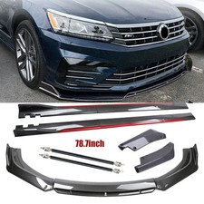 Carbon Fiber Look Red Front Lip Chin Bumper For Vw For Jetta Side Skirt Body Kit