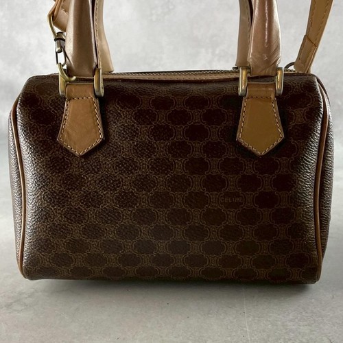 CELINE Macadam 2-Way Mini Handbag Shoulder Bag Brown PVC Made in Italy M13 Used - Picture 2 of 10